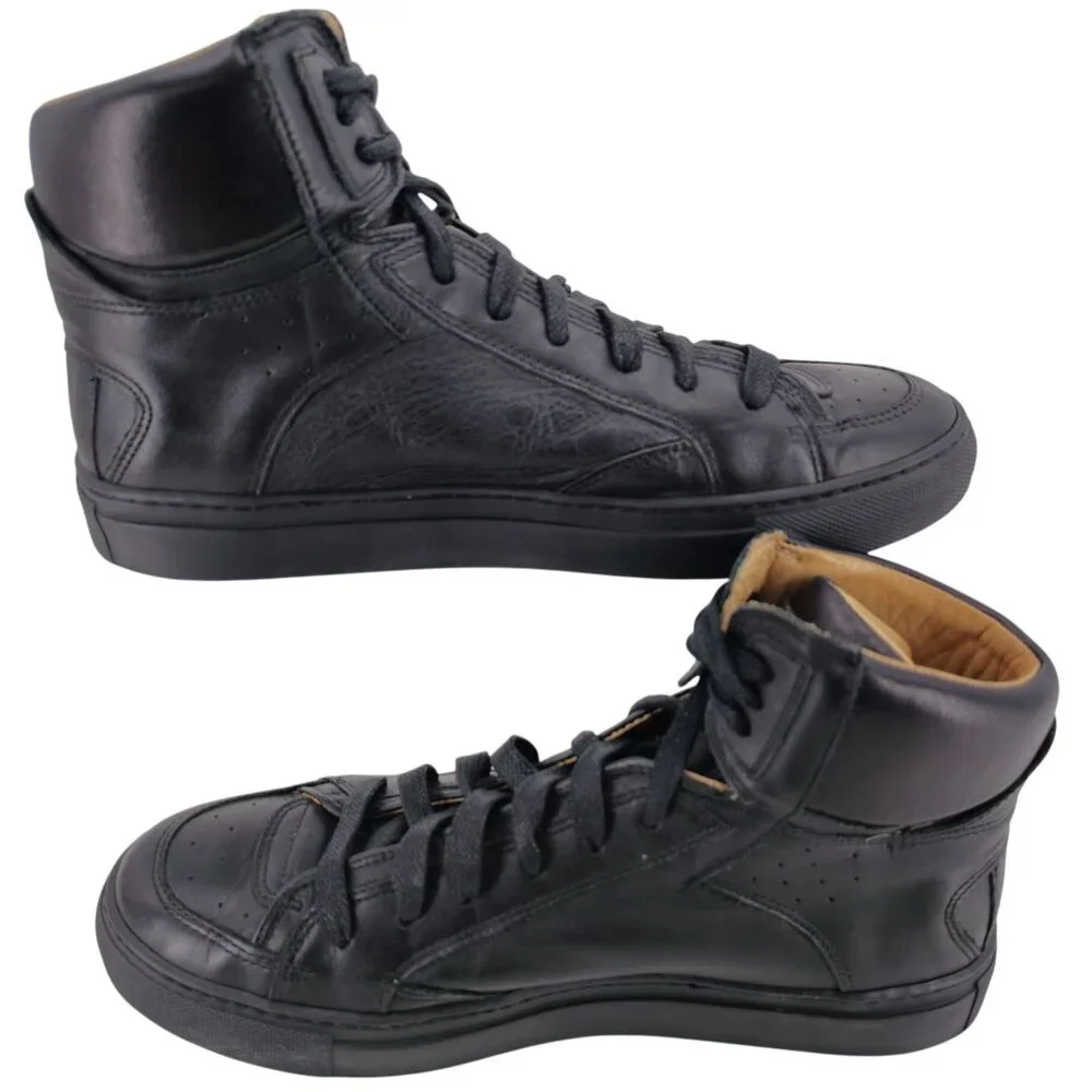 MM6 Maison Margiela Black Nappa Calfskin High Top Sneakers Mens 7 Casual Shoes - Picture 9 of 10